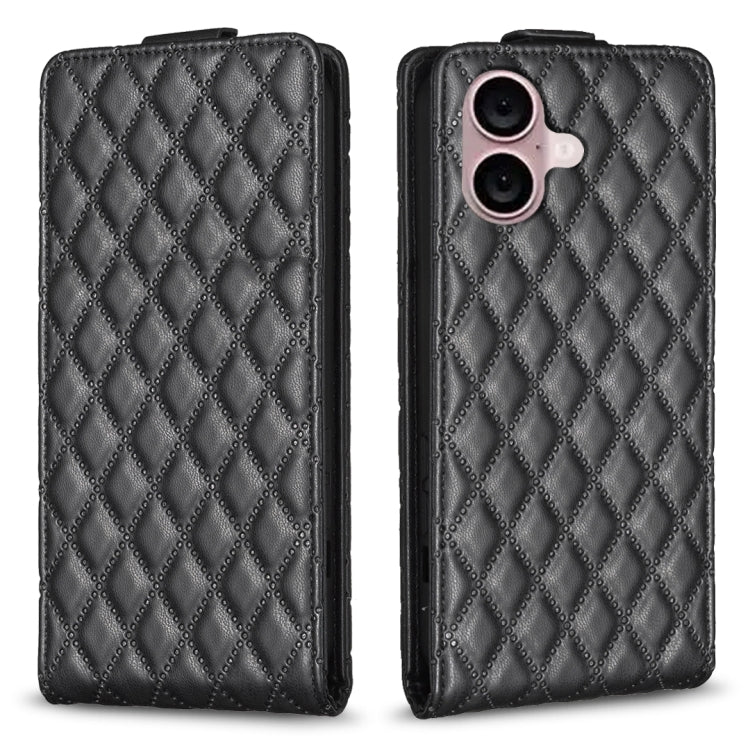 Diamond Lattice Vertical Flip Leather Phone Case, For iPhone 16 Pro Max, For iPhone 16 Pro, For iPhone 16 Plus, For iPhone 16, For iPhone 15 Pro Max, For iPhone 15 Pro, For iPhone 15 Plus, For iPhone 15