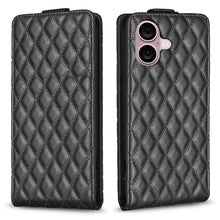 Load image into Gallery viewer, Diamond Lattice Vertical Flip Leather Phone Case, For iPhone 16 Pro Max, For iPhone 16 Pro, For iPhone 16 Plus, For iPhone 16, For iPhone 15 Pro Max, For iPhone 15 Pro, For iPhone 15 Plus, For iPhone 15