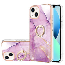 Load image into Gallery viewer, Electroplating Marble Pattern IMD TPU Shockproof Case with Ring Holder, For iPhone 15 Pro Max, For iPhone 15 Pro, For iPhone 15 Plus, For iPhone 15