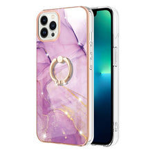 Load image into Gallery viewer, Electroplating Marble Pattern IMD TPU Shockproof Case with Ring Holder, For iPhone 15 Pro Max, For iPhone 15 Pro, For iPhone 15 Plus, For iPhone 15