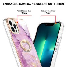 Load image into Gallery viewer, Electroplating Marble Pattern IMD TPU Shockproof Case with Ring Holder, For iPhone 15 Pro Max, For iPhone 15 Pro, For iPhone 15 Plus, For iPhone 15