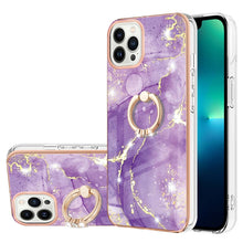 Load image into Gallery viewer, Electroplating Marble Pattern IMD TPU Shockproof Case with Ring Holder, For iPhone 15 Pro Max, For iPhone 15 Pro, For iPhone 15 Plus, For iPhone 15