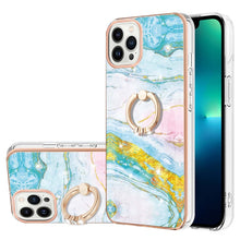 Load image into Gallery viewer, Electroplating Marble Pattern IMD TPU Shockproof Case with Ring Holder, For iPhone 15 Pro Max, For iPhone 15 Pro, For iPhone 15 Plus, For iPhone 15
