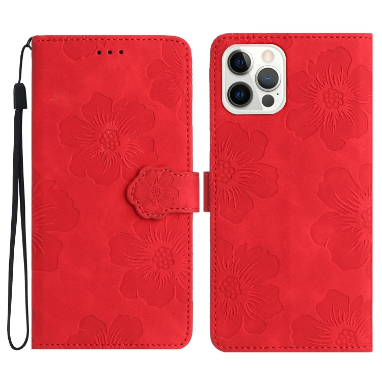 Flower Embossing Pattern Leather Phone Case, For iPhone 13 Pro, For iPhone 13