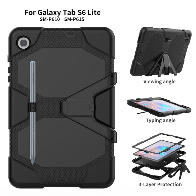 For Samsung Galaxy Tab S6 Lite P610 Shockproof Colorful Silicon + PC Protective Case with Holder & Pen Slot
