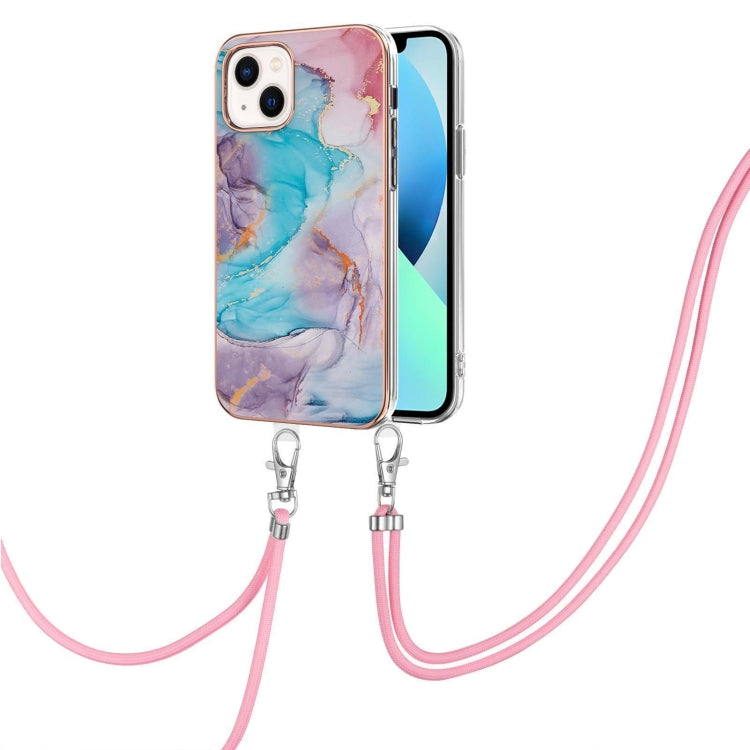 Electroplating Pattern IMD TPU Shockproof Case with Neck Lanyard, For iPhone 16 Pro Max, For iPhone 16 Pro, For iPhone 16 Plus, For iPhone 16, For iPhone 15 Pro Max, For iPhone 15 Pro, For iPhone 15 Plus, For iPhone 15