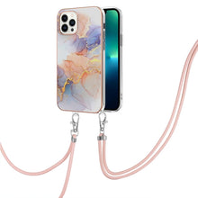 Load image into Gallery viewer, Electroplating Pattern IMD TPU Shockproof Case with Neck Lanyard, For iPhone 16 Pro Max, For iPhone 16 Pro, For iPhone 16 Plus, For iPhone 16, For iPhone 15 Pro Max, For iPhone 15 Pro, For iPhone 15 Plus, For iPhone 15