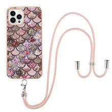 Load image into Gallery viewer, Electroplating Pattern IMD TPU Shockproof Case with Neck Lanyard, For iPhone 16 Pro Max, For iPhone 16 Pro, For iPhone 16 Plus, For iPhone 16, For iPhone 15 Pro Max, For iPhone 15 Pro, For iPhone 15 Plus, For iPhone 15