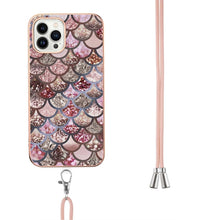 Load image into Gallery viewer, Electroplating Pattern IMD TPU Shockproof Case with Neck Lanyard, For iPhone 16 Pro Max, For iPhone 16 Pro, For iPhone 16 Plus, For iPhone 16, For iPhone 15 Pro Max, For iPhone 15 Pro, For iPhone 15 Plus, For iPhone 15
