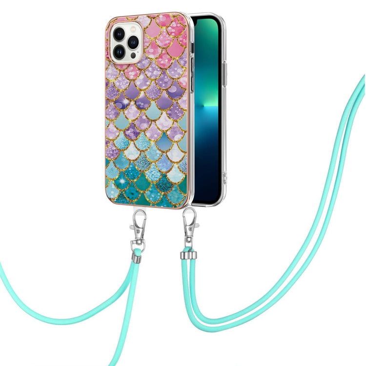 Electroplating Pattern IMD TPU Shockproof Case with Neck Lanyard, For iPhone 16 Pro Max, For iPhone 16 Pro, For iPhone 16 Plus, For iPhone 16, For iPhone 15 Pro Max, For iPhone 15 Pro, For iPhone 15 Plus, For iPhone 15