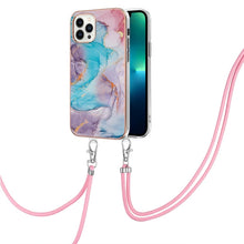 Load image into Gallery viewer, Electroplating Pattern IMD TPU Shockproof Case with Neck Lanyard, For iPhone 16 Pro Max, For iPhone 16 Pro, For iPhone 16 Plus, For iPhone 16, For iPhone 15 Pro Max, For iPhone 15 Pro, For iPhone 15 Plus, For iPhone 15