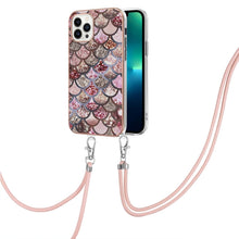 Load image into Gallery viewer, Electroplating Pattern IMD TPU Shockproof Case with Neck Lanyard, For iPhone 16 Pro Max, For iPhone 16 Pro, For iPhone 16 Plus, For iPhone 16, For iPhone 15 Pro Max, For iPhone 15 Pro, For iPhone 15 Plus, For iPhone 15