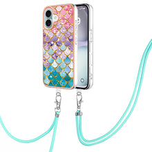 Load image into Gallery viewer, Electroplating Pattern IMD TPU Shockproof Case with Neck Lanyard, For iPhone 16 Pro Max, For iPhone 16 Pro, For iPhone 16 Plus, For iPhone 16, For iPhone 15 Pro Max, For iPhone 15 Pro, For iPhone 15 Plus, For iPhone 15
