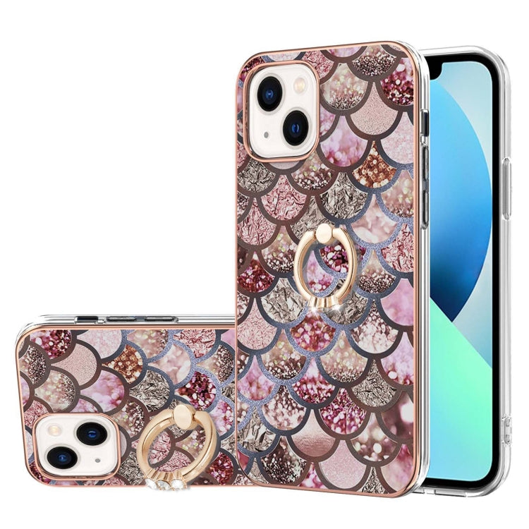 Electroplating Pattern IMD TPU Shockproof Case with Rhinestone Ring Holder, For iPhone 16 Pro Max, For iPhone 16 Pro, For iPhone 16 Plus, For iPhone 16, For iPhone 15 Pro Max, For iPhone 15 Pro, For iPhone 15 Plus, For iPhone 15
