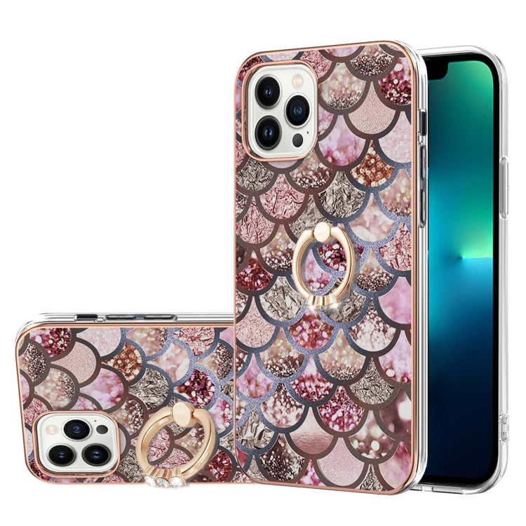 Electroplating Pattern IMD TPU Shockproof Case with Rhinestone Ring Holder, For iPhone 16 Pro Max, For iPhone 16 Pro, For iPhone 16 Plus, For iPhone 16, For iPhone 15 Pro Max, For iPhone 15 Pro, For iPhone 15 Plus, For iPhone 15