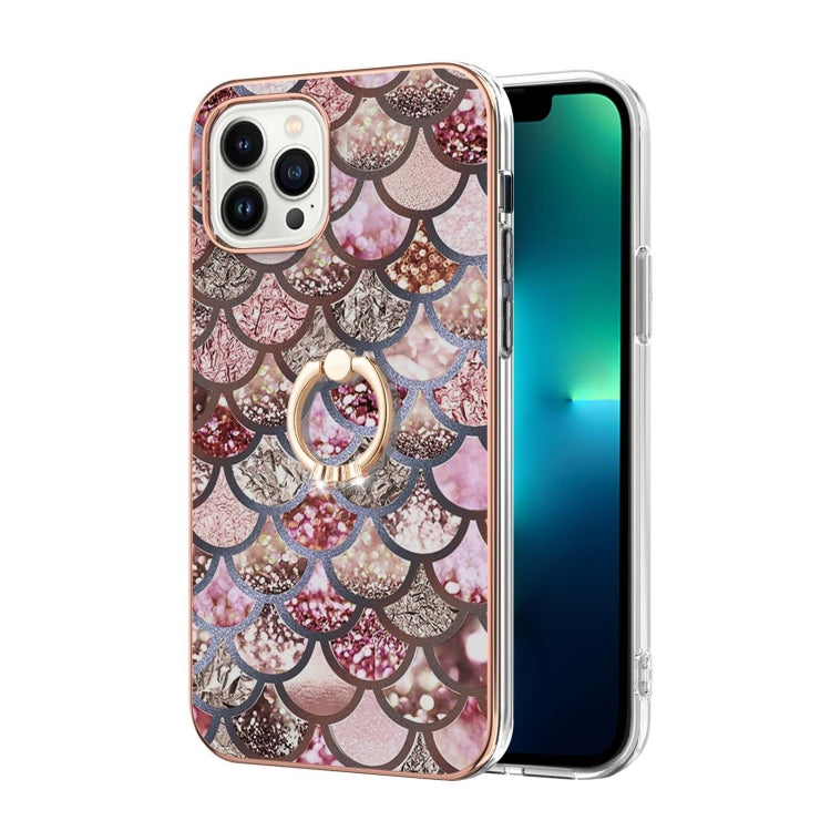 Electroplating Pattern IMD TPU Shockproof Case with Rhinestone Ring Holder, For iPhone 16 Pro Max, For iPhone 16 Pro, For iPhone 16 Plus, For iPhone 16, For iPhone 15 Pro Max, For iPhone 15 Pro, For iPhone 15 Plus, For iPhone 15