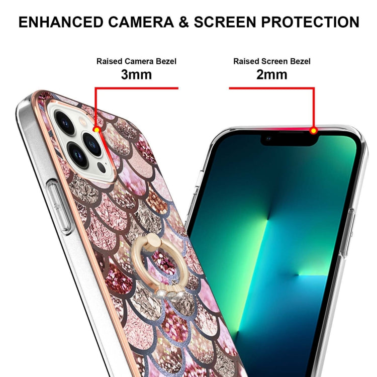 Electroplating Pattern IMD TPU Shockproof Case with Rhinestone Ring Holder, For iPhone 16 Pro Max, For iPhone 16 Pro, For iPhone 16 Plus, For iPhone 16, For iPhone 15 Pro Max, For iPhone 15 Pro, For iPhone 15 Plus, For iPhone 15