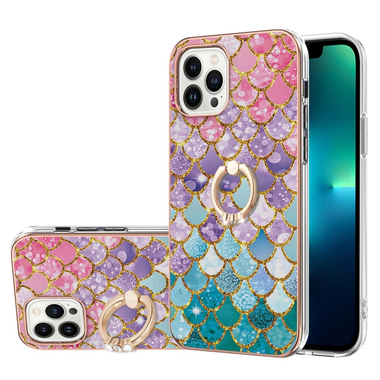 Electroplating Pattern IMD TPU Shockproof Case with Rhinestone Ring Holder, For iPhone 16 Pro Max, For iPhone 16 Pro, For iPhone 16 Plus, For iPhone 16, For iPhone 15 Pro Max, For iPhone 15 Pro, For iPhone 15 Plus, For iPhone 15