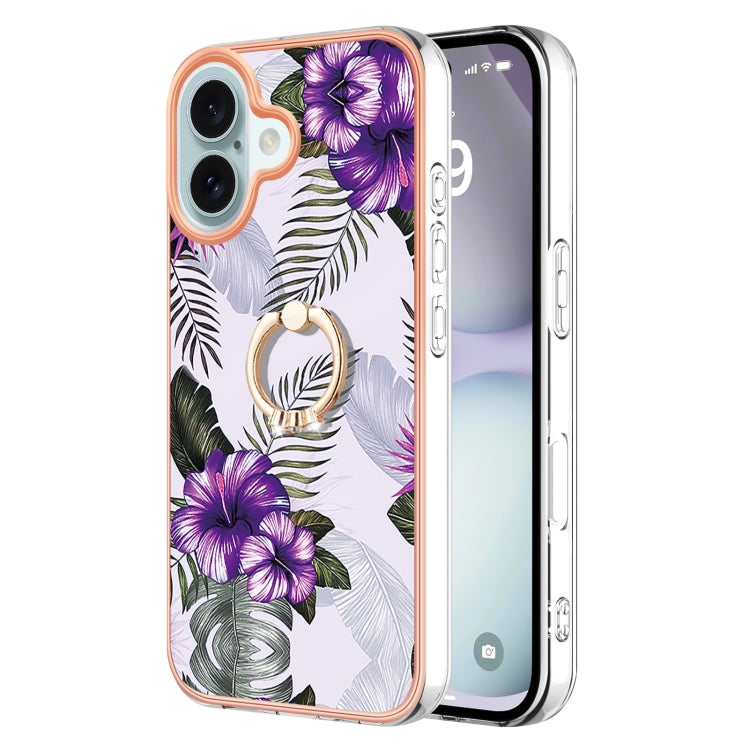 Electroplating Pattern IMD TPU Shockproof Case with Rhinestone Ring Holder, For iPhone 16 Pro Max, For iPhone 16 Pro, For iPhone 16 Plus, For iPhone 16, For iPhone 15 Pro Max, For iPhone 15 Pro, For iPhone 15 Plus, For iPhone 15