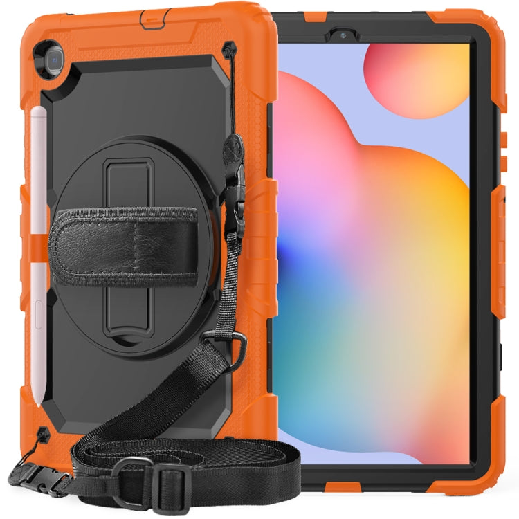 For Samsung Galaxy Tab S6 Lite P610 Shockproof Colorful Silicone + PC Protective Case with Holder & Shoulder Strap & Hand Strap & Pen Slot