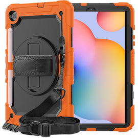 For Samsung Galaxy Tab S6 Lite P610 Shockproof Colorful Silicone + PC Protective Case with Holder & Shoulder Strap & Hand Strap & Pen Slot