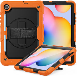 For Samsung Galaxy Tab S6 Lite P610 Shockproof Colorful Silicone + PC Protective Case with Holder & Shoulder Strap & Hand Strap & Pen Slot