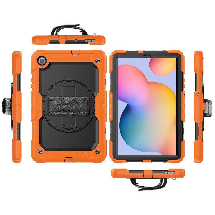 For Samsung Galaxy Tab S6 Lite P610 Shockproof Colorful Silicone + PC Protective Case with Holder & Shoulder Strap & Hand Strap & Pen Slot