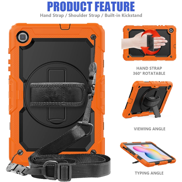 For Samsung Galaxy Tab S6 Lite P610 Shockproof Colorful Silicone + PC Protective Case with Holder & Shoulder Strap & Hand Strap & Pen Slot