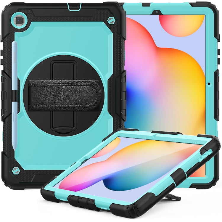 For Samsung Galaxy Tab S6 Lite P610 Shockproof Colorful Silicone + PC Protective Case with Holder & Shoulder Strap & Hand Strap & Pen Slot