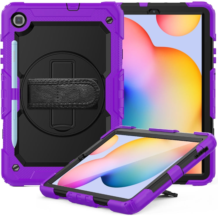 For Samsung Galaxy Tab S6 Lite P610 Shockproof Colorful Silicone + PC Protective Case with Holder & Shoulder Strap & Hand Strap & Pen Slot