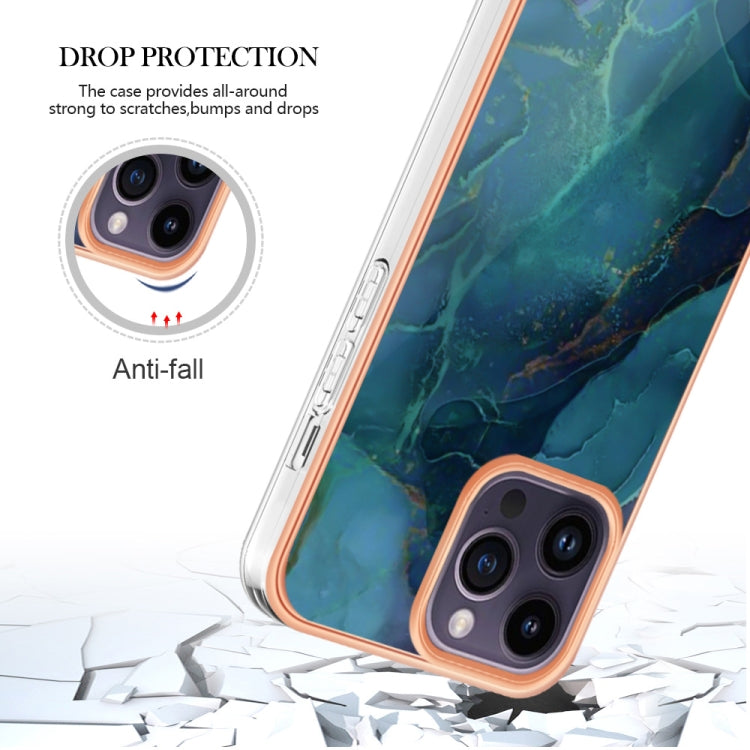 Electroplating Marble Dual-side IMD Phone Case, For iPhone 16 Pro Max, For iPhone 16 Pro, For iPhone 16 Plus, For iPhone 16, For iPhone 15 Pro Max, For iPhone 15 Pro, For iPhone 15 Plus, For iPhone 15