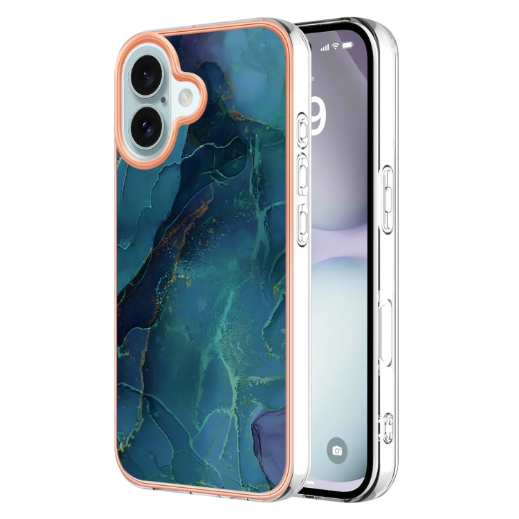 Electroplating Marble Dual-side IMD Phone Case, For iPhone 16 Pro Max, For iPhone 16 Pro, For iPhone 16 Plus, For iPhone 16, For iPhone 15 Pro Max, For iPhone 15 Pro, For iPhone 15 Plus, For iPhone 15