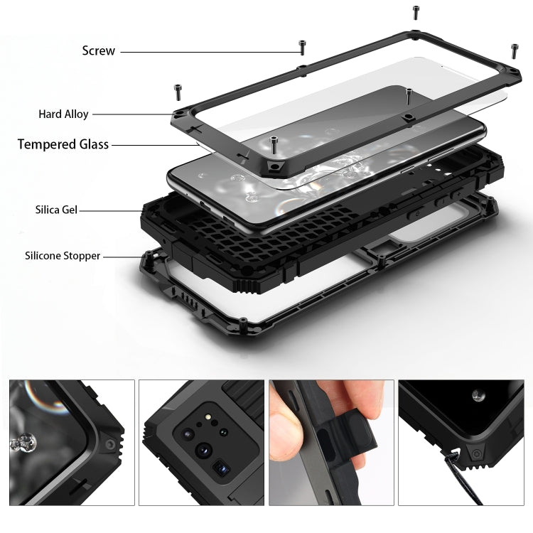 R-JUST Waterproof Shockproof Dustproof Metal + Silicone Protective Case
