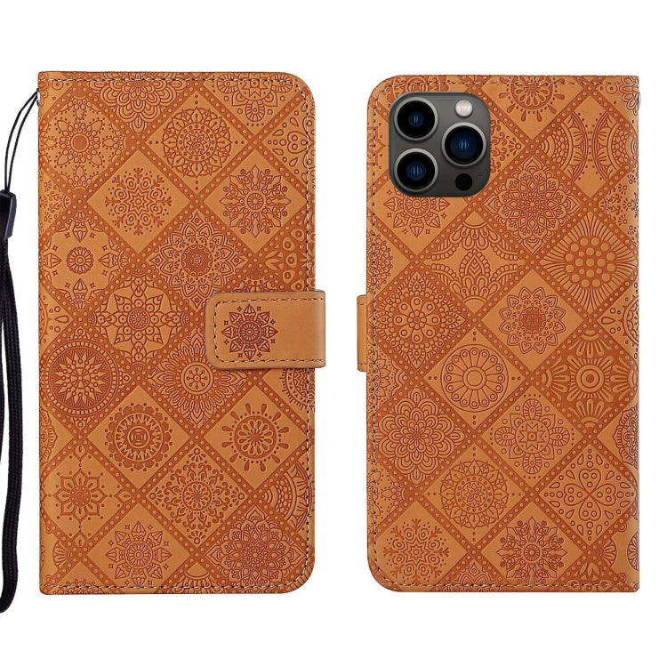 Ethnic Style Embossed Pattern Leather Phone Case, For iPhone 17e / 16e, For iPhone 16 Pro Max, For iPhone 16 Pro, For iPhone 16 Plus, For iPhone 16, For iPhone 15 Pro Max