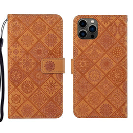 Ethnic Style Embossed Pattern Leather Phone Case, For iPhone 15 Pro, For iPhone 15 Plus, For iPhone 15