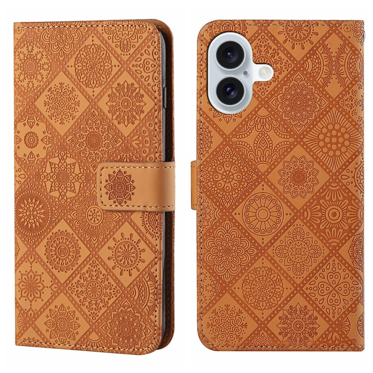 Ethnic Style Embossed Pattern Leather Phone Case, For iPhone 17e / 16e, For iPhone 16 Pro Max, For iPhone 16 Pro, For iPhone 16 Plus, For iPhone 16, For iPhone 15 Pro Max