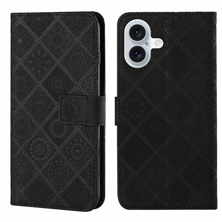 Ethnic Style Embossed Pattern Leather Phone Case, For iPhone 17e / 16e, For iPhone 16 Pro Max, For iPhone 16 Pro, For iPhone 16 Plus, For iPhone 16, For iPhone 15 Pro Max