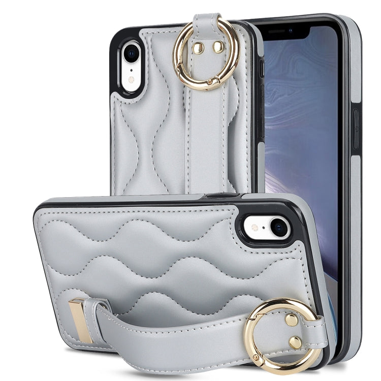 Non-slip Full Coverage Ring PU Phone Case with Wristband, For iPhone XS / X, For iPhone XR, For iPhone XS Max, For iPhone 7 Plus / 8 Plus, For iPhone 7 / 8