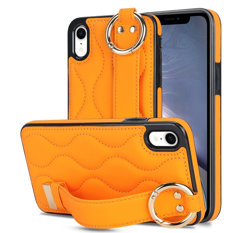 Non-slip Full Coverage Ring PU Phone Case with Wristband, For iPhone XS / X, For iPhone XR, For iPhone XS Max, For iPhone 7 Plus / 8 Plus, For iPhone 7 / 8