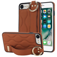 Load image into Gallery viewer, Non-slip Full Coverage Ring PU Phone Case with Wristband, For iPhone XS / X, For iPhone XR, For iPhone XS Max, For iPhone 7 Plus / 8 Plus, For iPhone 7 / 8