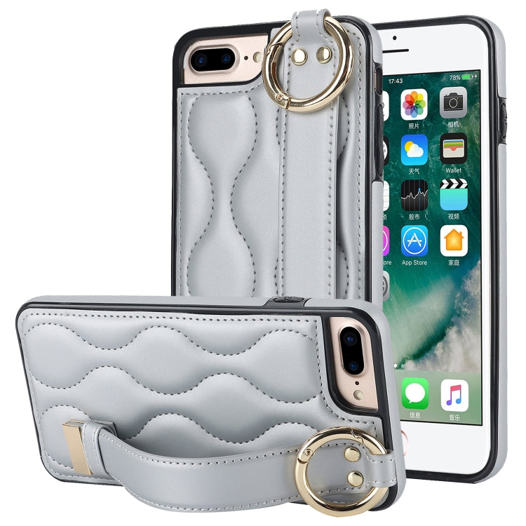 Non-slip Full Coverage Ring PU Phone Case with Wristband, For iPhone XS / X, For iPhone XR, For iPhone XS Max, For iPhone 7 Plus / 8 Plus, For iPhone 7 / 8