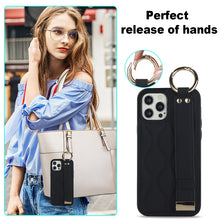 Load image into Gallery viewer, Non-slip Full Coverage Ring PU Phone Case with Wristband, For iPhone 12 Pro / 12, For iPhone 12 Pro Max, For iPhone 12 mini, For iPhone 11 Pro Max, For iPhone 11, For iPhone 11 Pro
