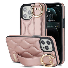 Load image into Gallery viewer, Non-slip Full Coverage Ring PU Phone Case with Wristband, For iPhone 12 Pro / 12, For iPhone 12 Pro Max, For iPhone 12 mini, For iPhone 11 Pro Max, For iPhone 11, For iPhone 11 Pro