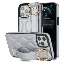 Load image into Gallery viewer, Non-slip Full Coverage Ring PU Phone Case with Wristband, For iPhone 12 Pro / 12, For iPhone 12 Pro Max, For iPhone 12 mini, For iPhone 11 Pro Max, For iPhone 11, For iPhone 11 Pro