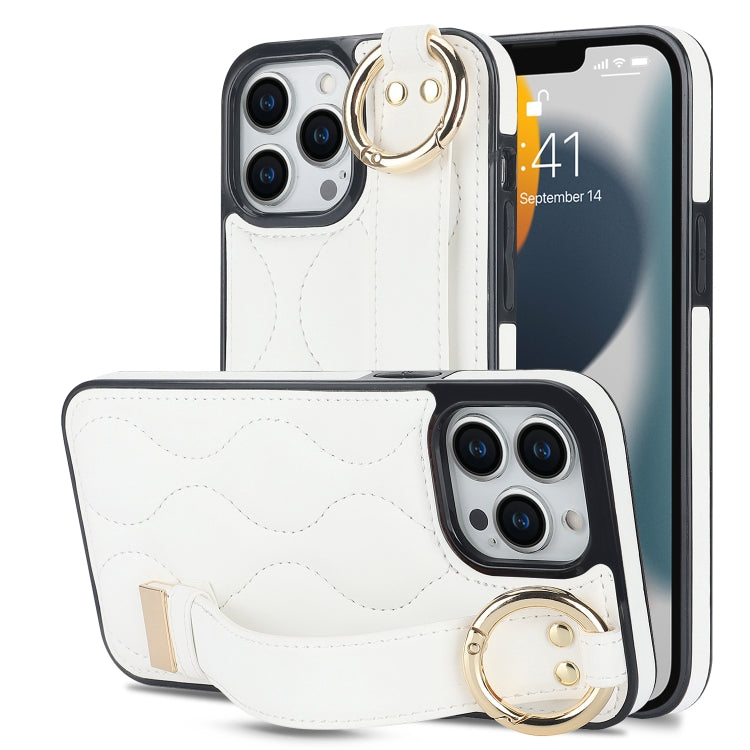 Non-slip Full Coverage Ring PU Phone Case with Wristband, For iPhone 14 Pro, For iPhone 14 Pro Max, For iPhone 13 Pro Max, For iPhone 13 Pro, For iPhone 13, For iPhone 13 mini