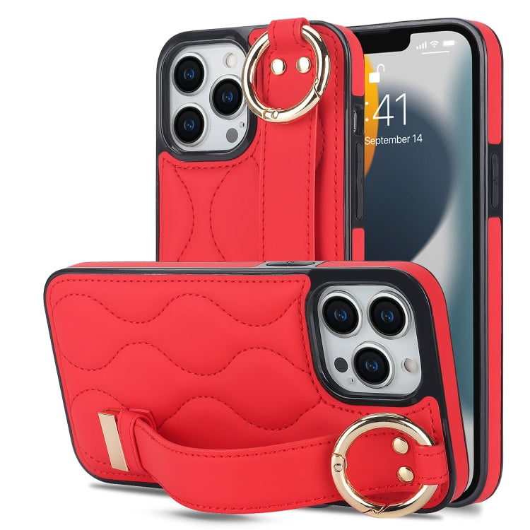 Non-slip Full Coverage Ring PU Phone Case with Wristband, For iPhone 14 Pro, For iPhone 14 Pro Max, For iPhone 13 Pro Max, For iPhone 13 Pro, For iPhone 13, For iPhone 13 mini