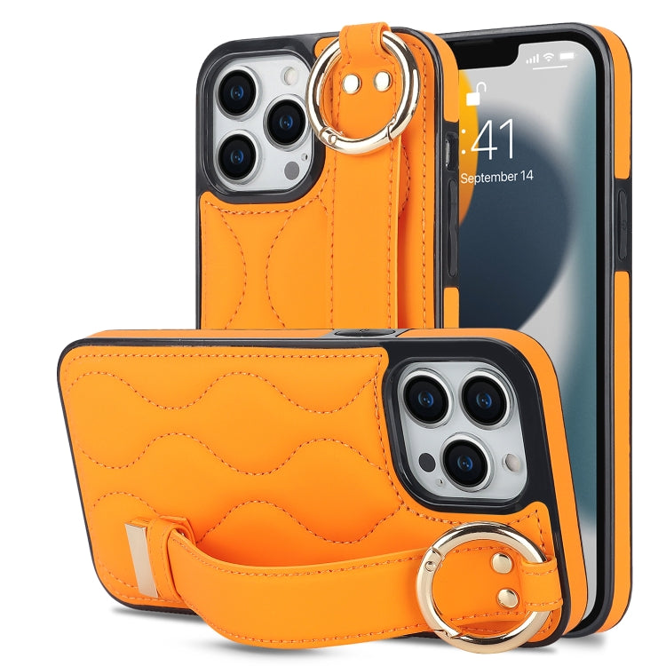 Non-slip Full Coverage Ring PU Phone Case with Wristband, For iPhone 14 Pro, For iPhone 14 Pro Max, For iPhone 13 Pro Max, For iPhone 13 Pro, For iPhone 13, For iPhone 13 mini
