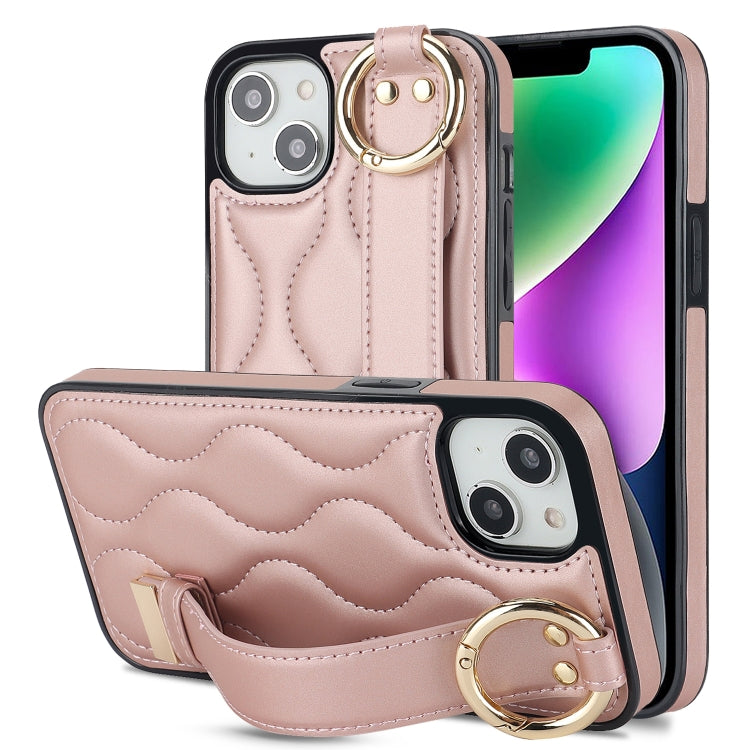 Non-slip Full Coverage Ring PU Phone Case with Wristband, For iPhone 16 Pro Max, For iPhone 16 Pro, For iPhone 16 Plus, For iPhone 16, For iPhone 14 Plus, For iPhone 14