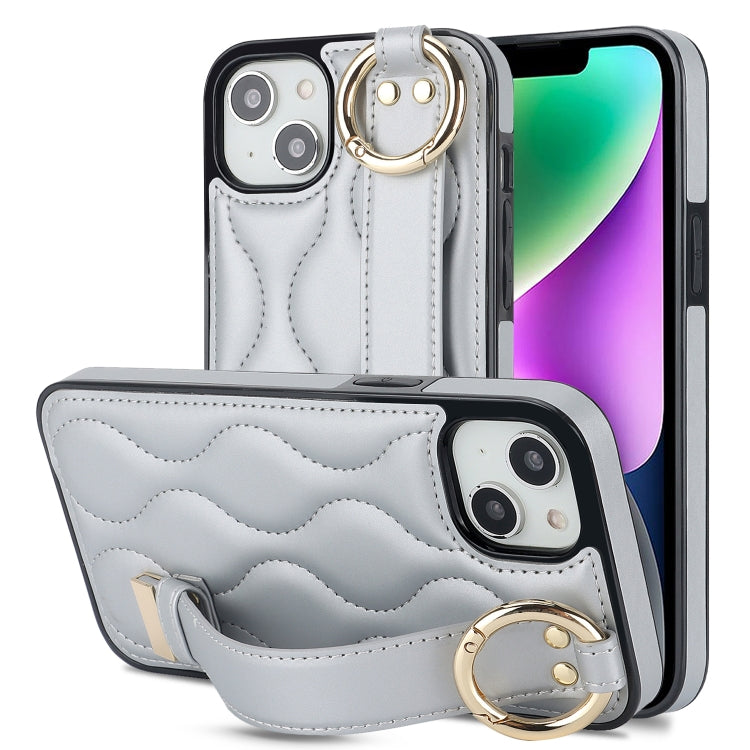 Non-slip Full Coverage Ring PU Phone Case with Wristband, For iPhone 16 Pro Max, For iPhone 16 Pro, For iPhone 16 Plus, For iPhone 16, For iPhone 14 Plus, For iPhone 14