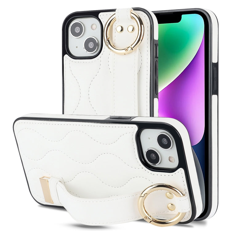 Non-slip Full Coverage Ring PU Phone Case with Wristband, For iPhone 16 Pro Max, For iPhone 16 Pro, For iPhone 16 Plus, For iPhone 16, For iPhone 14 Plus, For iPhone 14